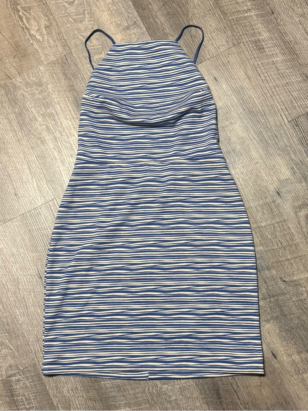 Victoria’s Secret Striped Blue & White Spaghetti Strap Mini Dress B1